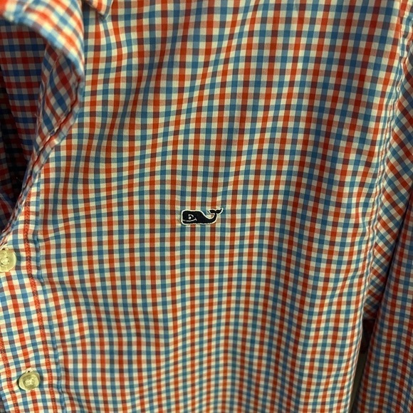 Vineyard Vines Red, White & Blue Plaid Slim Fit Whale Shirt Button Down - Picture 3 of 5